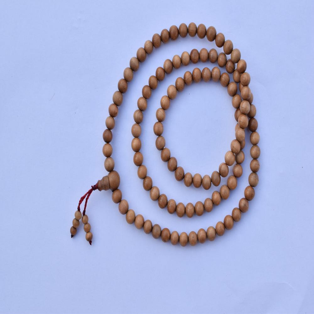 Chandan Mala - Pure Old Sandalwood, 108 Beads Size | Soothing Fragrance, Supreme Surface Finish, Perfectly Arranged