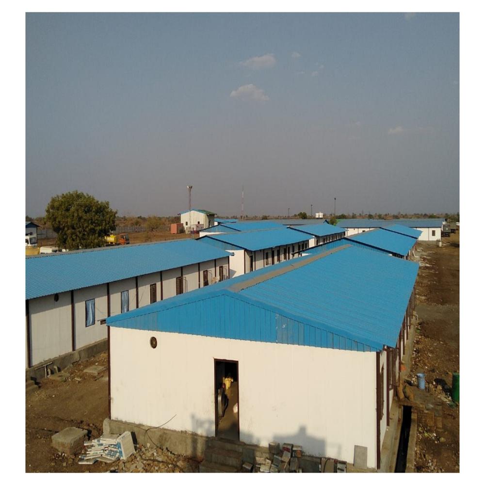 Prefabricated Labour Accommodation - Eps, Metal Sheet, Pu Panel | 50mm Wall Thickness, Insulation With Eps & Rock Wool, Off White Color, Swing Door, Sliding Window