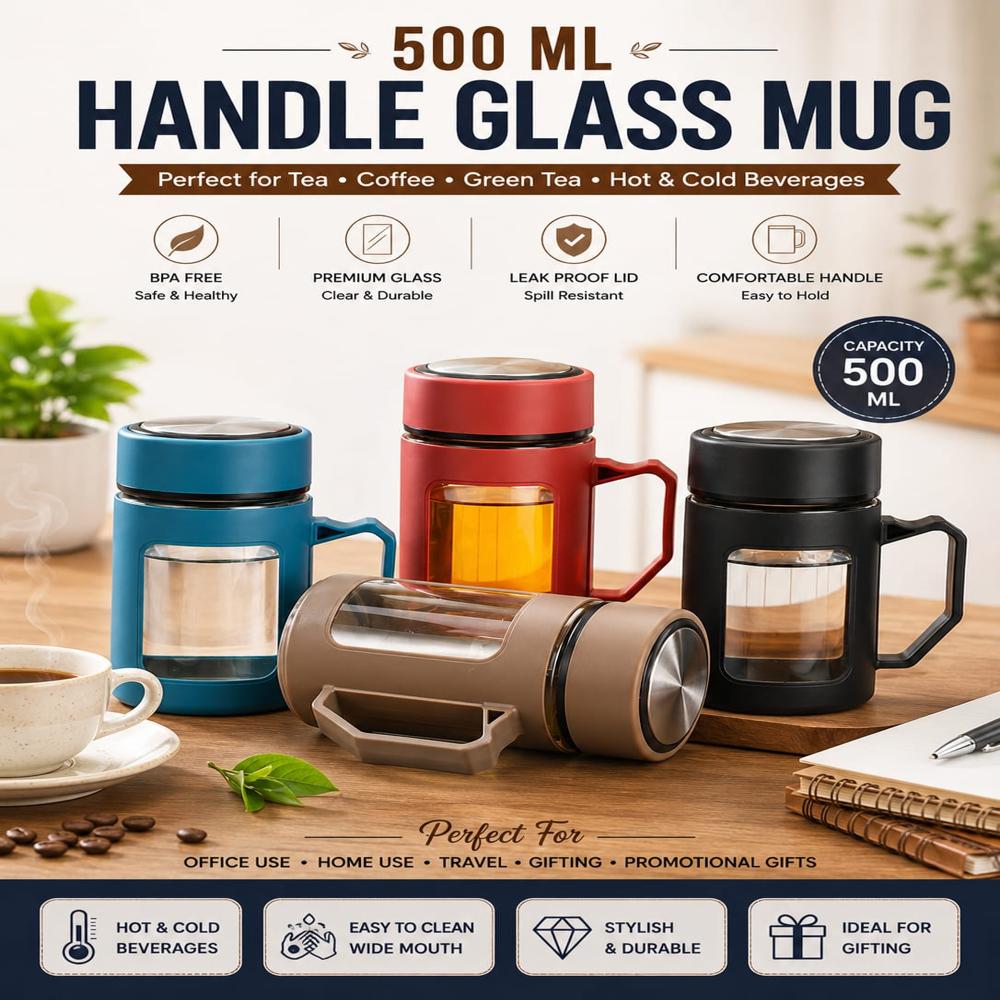 Handle Glass Mug 500 ML Capacity