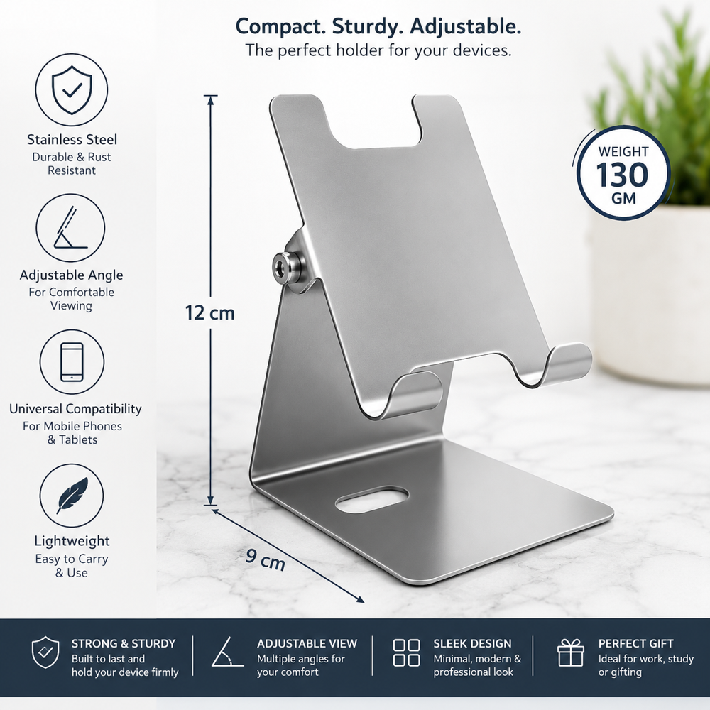 Stainless Steel Adjustable Mobile & Tablet Holder