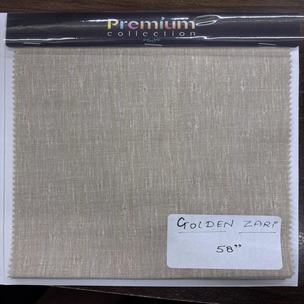 Polycotton Golden Zari Shirting Fabric 58" - Color: White Colour