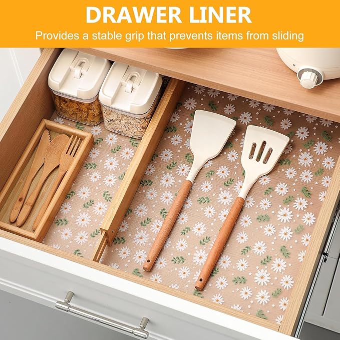Eva Drawer Liner Mat Non-Adhesive Cabinet Liner For Kitchen Drawer Mat - Flower Leaf 45x300 CM