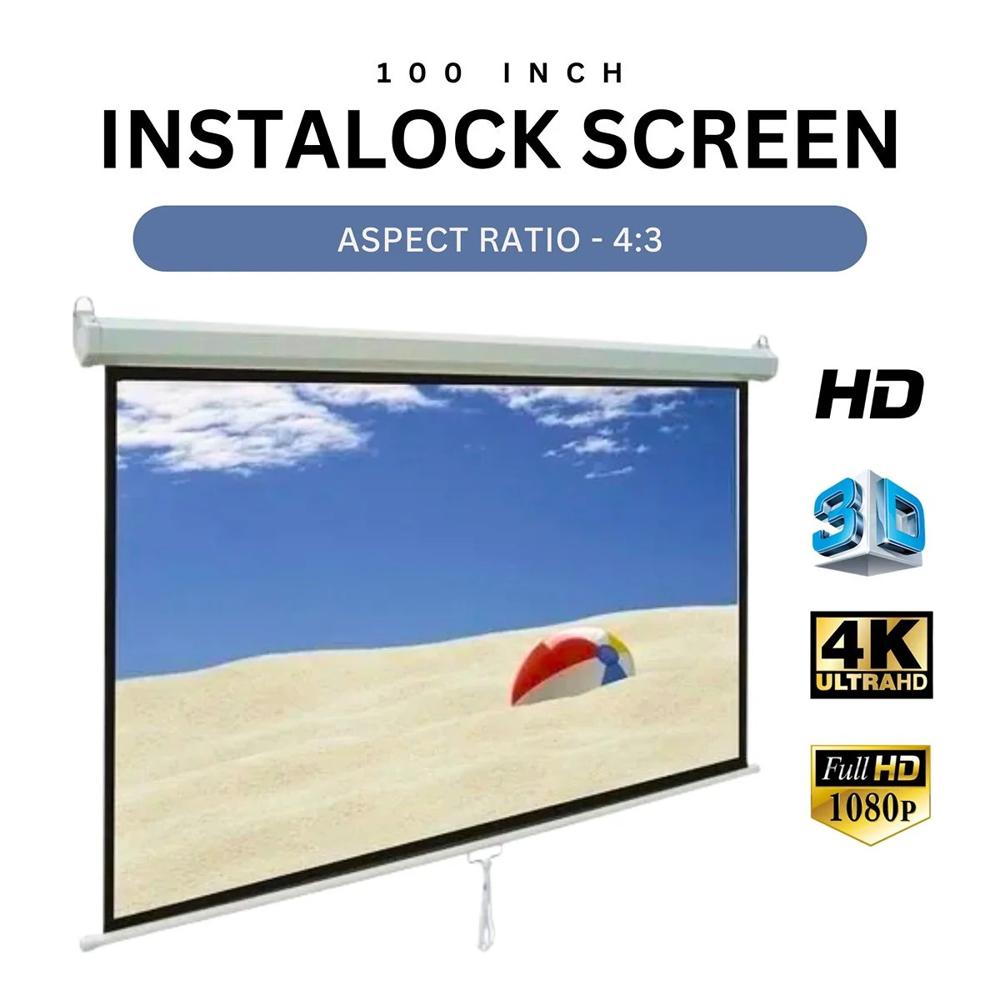 100 Inch 4:3 Pull Down Autolock/Instalock Projector Screen