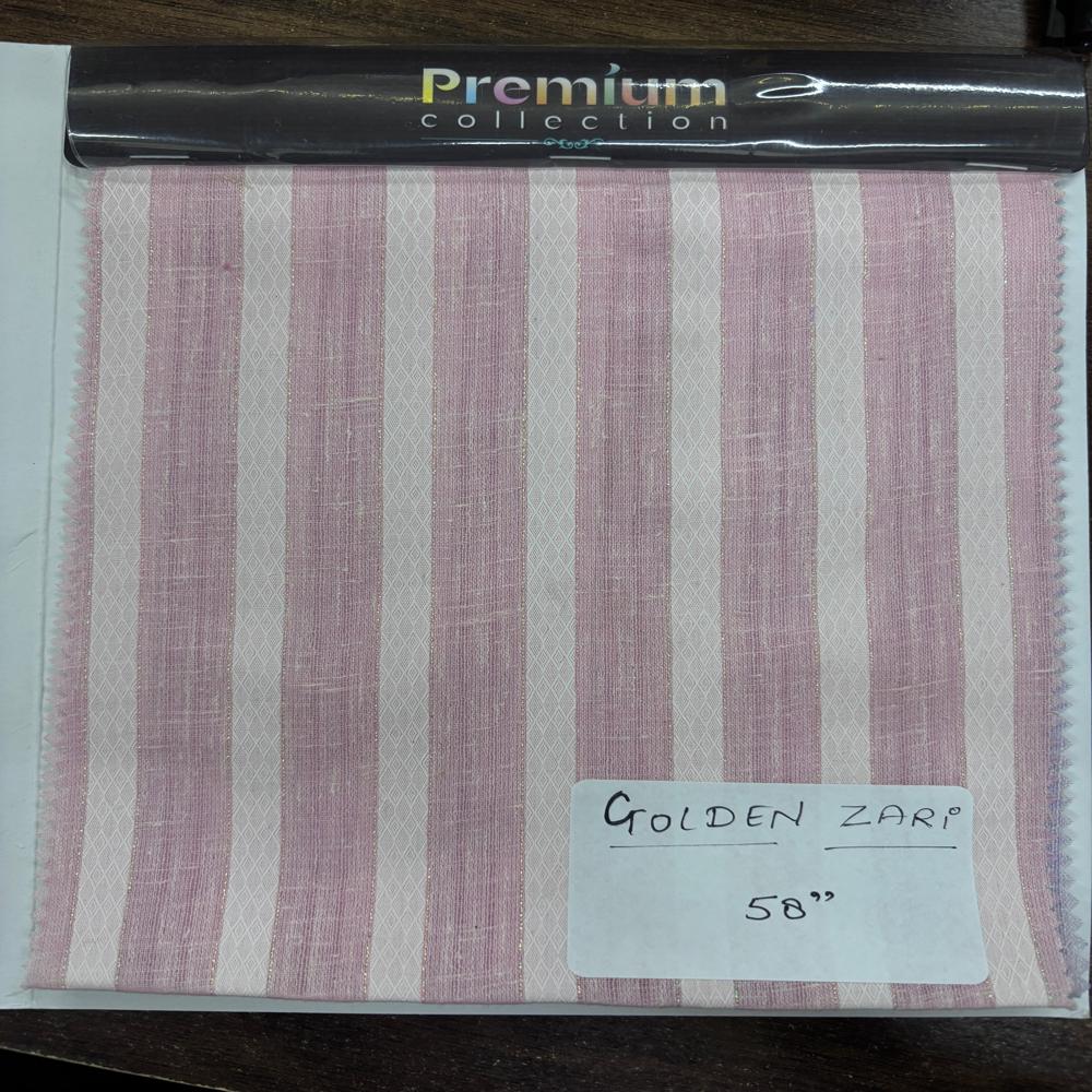 Golden Zari Stripes Shirting Fabric 58" - Color: Multicolour