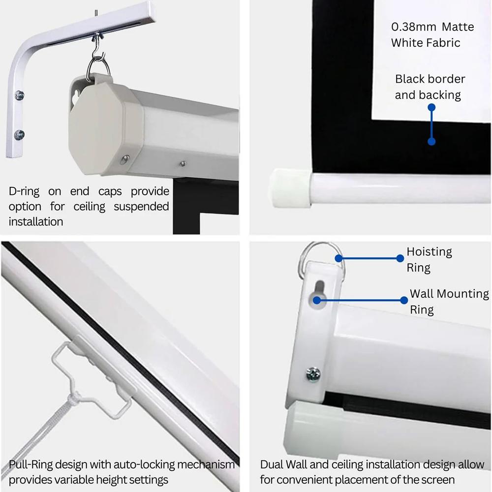 120 Inch 4:3 Pull Down Autolock/Instalock Projector Screen