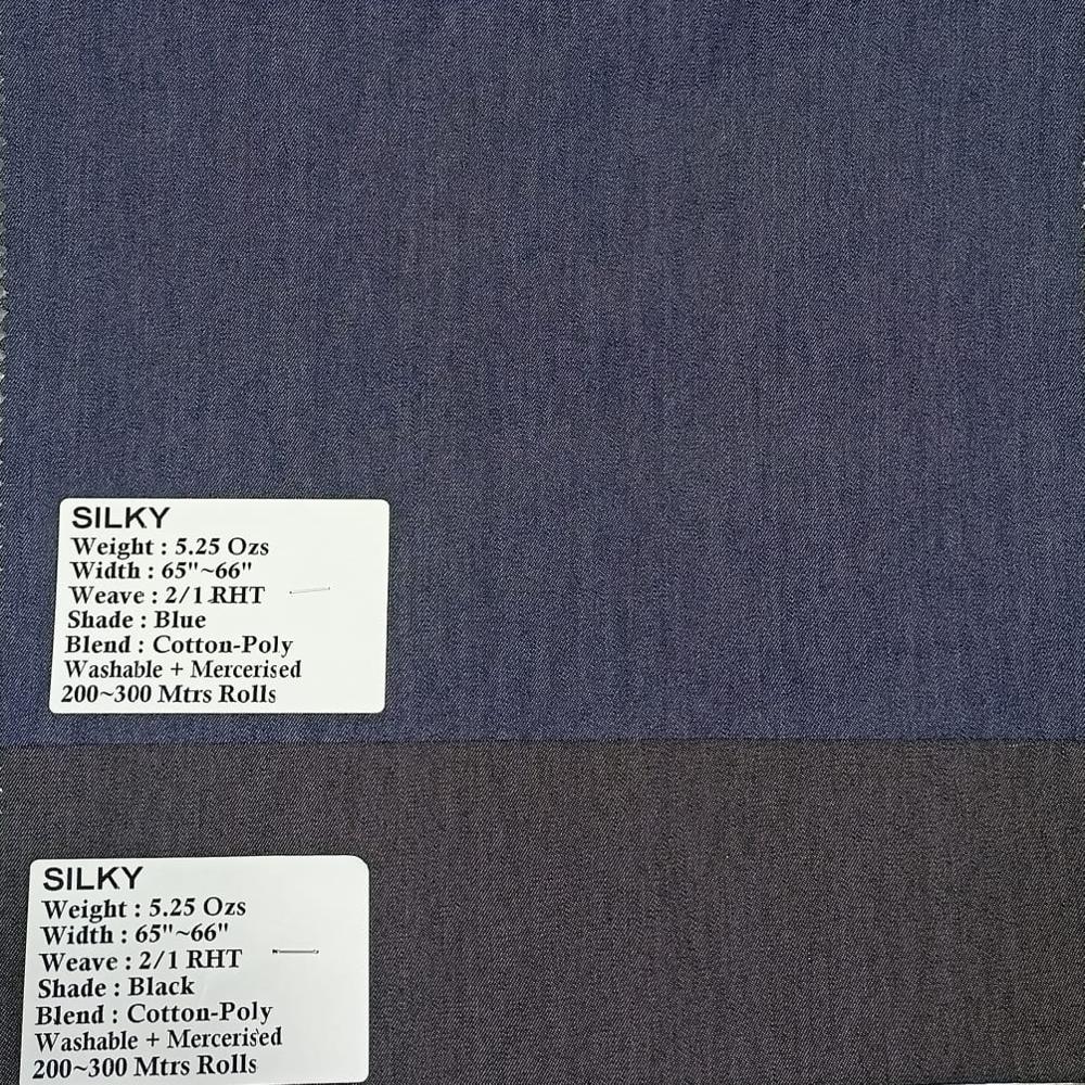 Silky Blue 5.25 Oz Cotton Polyester Indigo Twill Denim Fabric