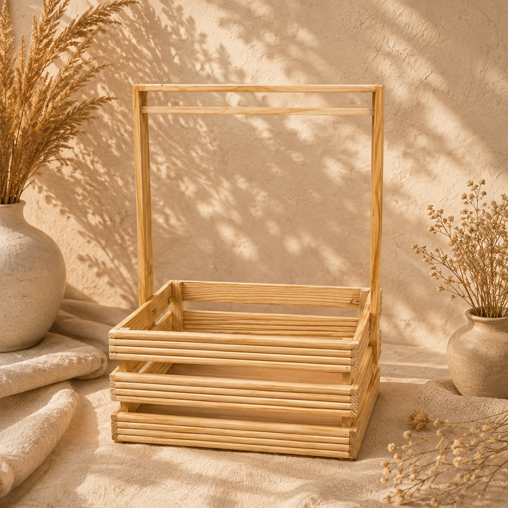 New Born Baby Pinewood Baskets - Color: Natural