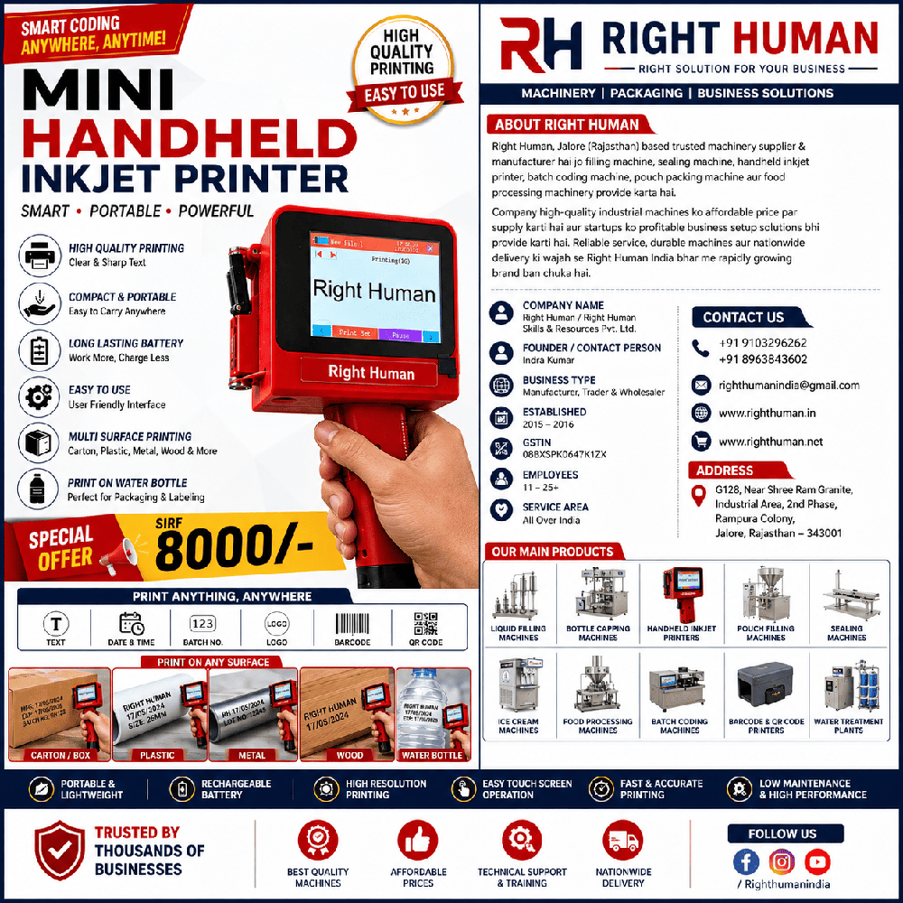 Mini Handheld Inkjet Printer - Accuracy: High; Suitable For Commercial Marking