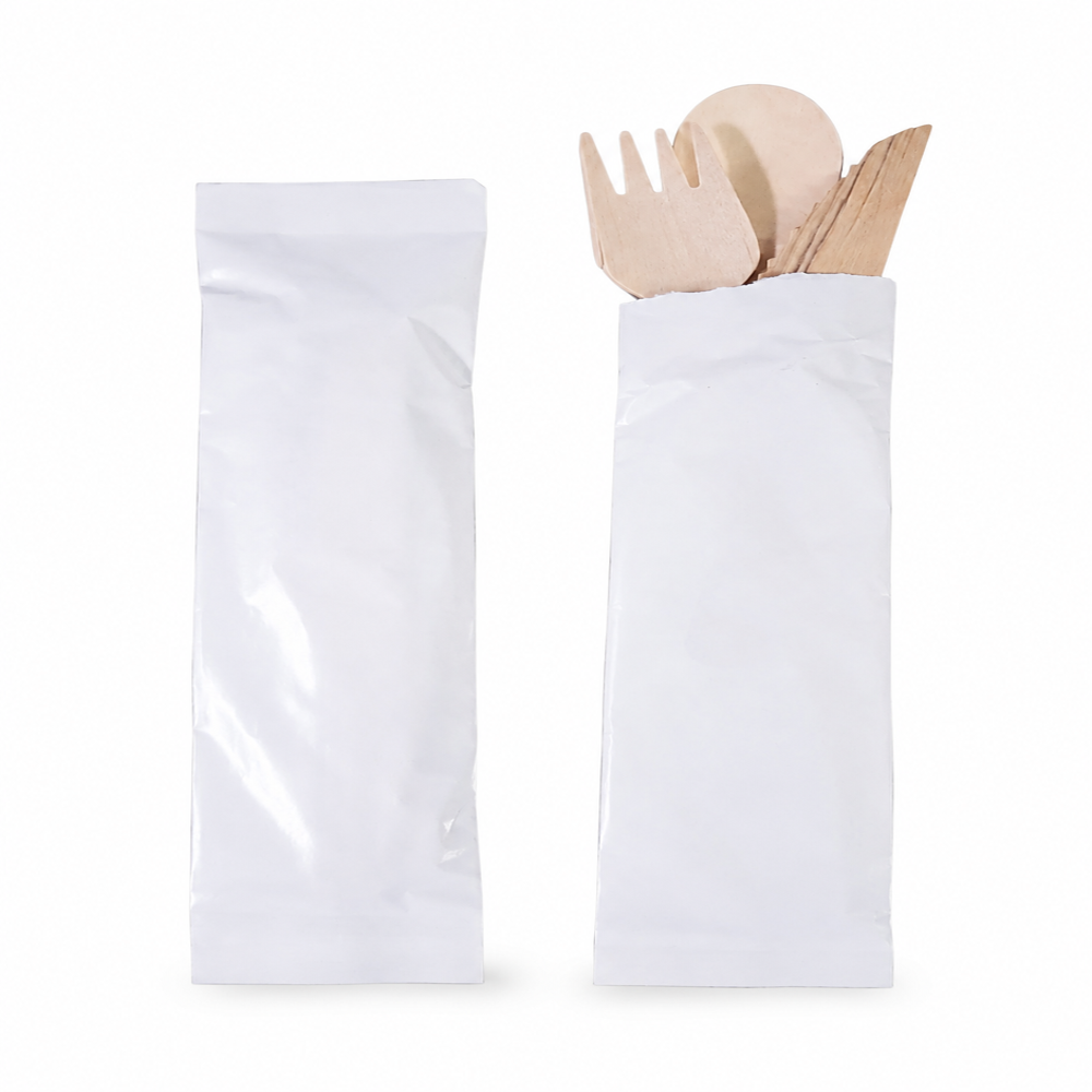 Eco-Friendly Wooden Cutlery Set (Pre-Wrapped)
