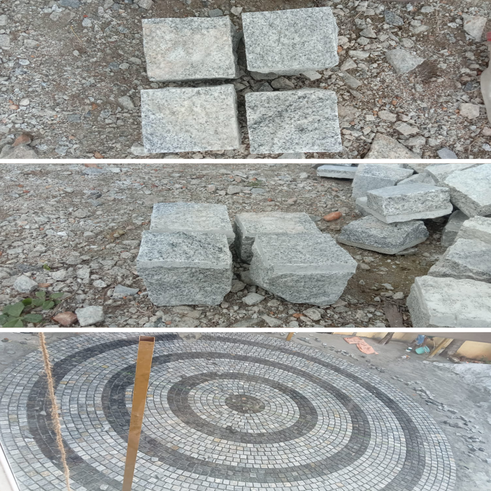 Grey Granite Machine-cut Cobblestone