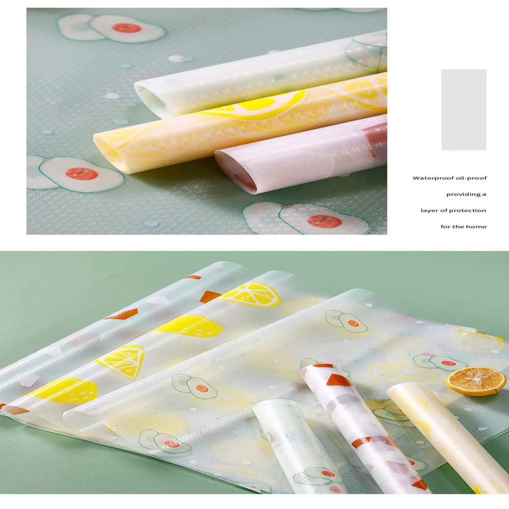 Printed Drawer Mat Semi Transparent Non-Slip Shelf Liners for Kitchen Cabinets - 45x300 CM