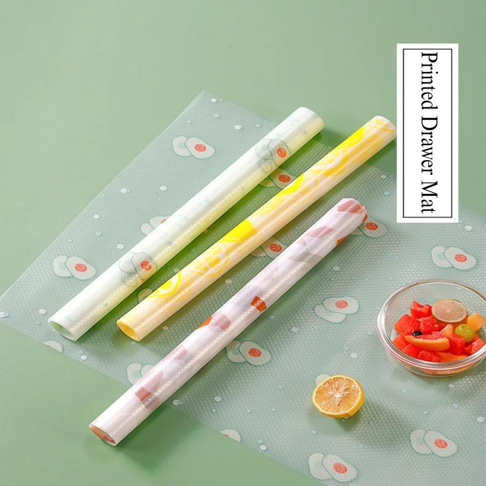 Printed Drawer Mat Semi Transparent Non-Slip Shelf Liners for Kitchen Cabinets - 45x300 CM