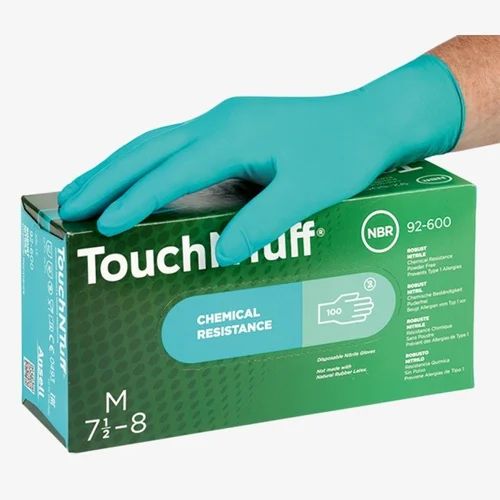 Ansell Touchntuff 92600 Disposable Nitrile Gloves | Powder Free Chemical Resistant Gloves - Color: Green