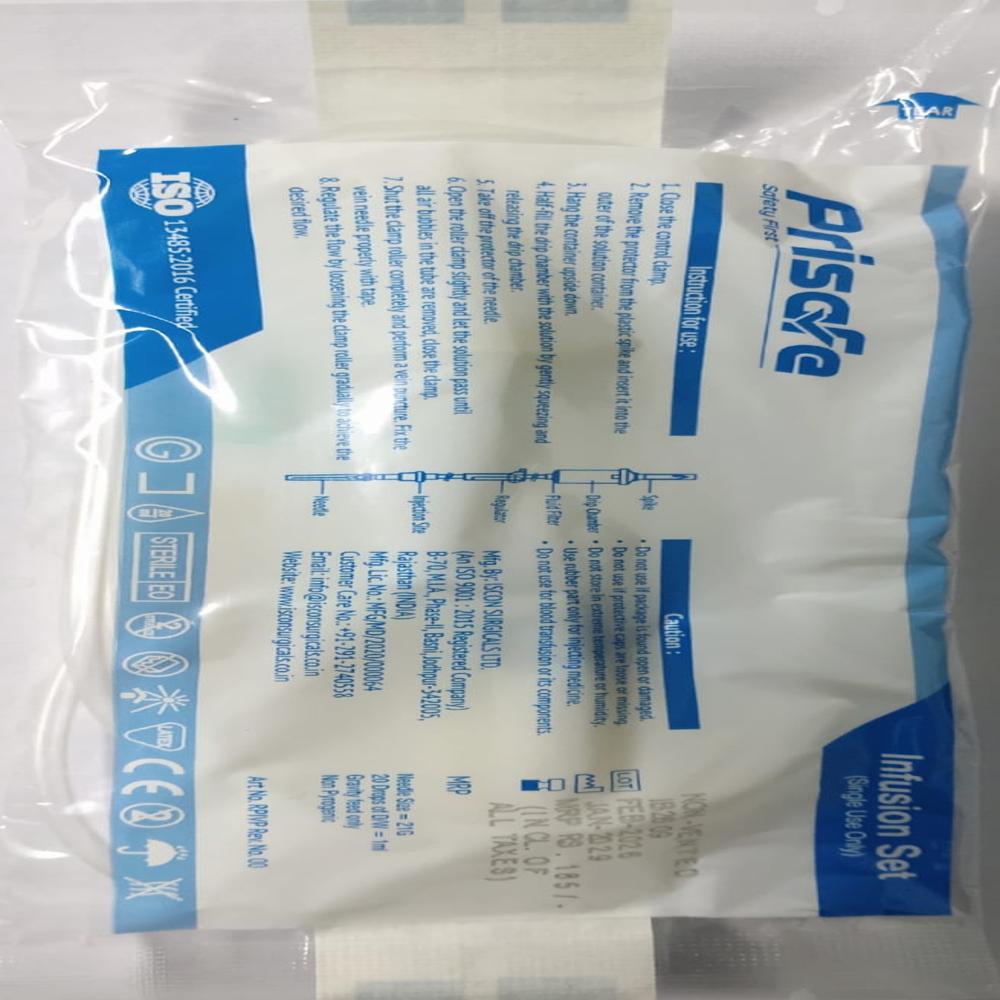 Infusion Sets - Pvc, 150ml & 110ml Capacity, 150cm To 200cm Tube Length | Eo Sterilized, Disposable, Smooth Flow With Needle Options