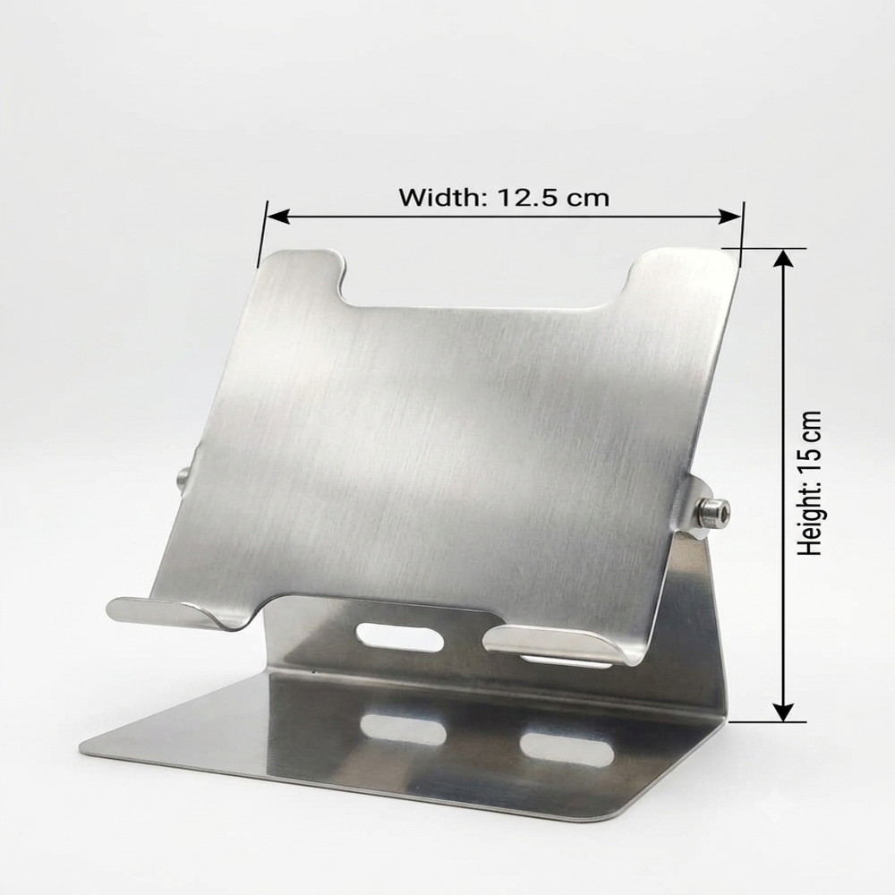 Adjustable Stainless Steel Mobile & Tablet Holder | 1mm SS Metal | Laser Cut | Multi-Angle Stand