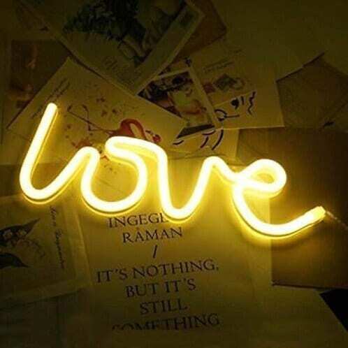 Acrylic Neon Love Yellow LED Sign Board