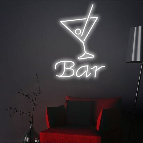 Acrylic White Bar Neon LED Sign Board