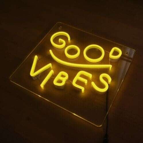Acrylic Good Vibes Yellow Neon LED Sign Board