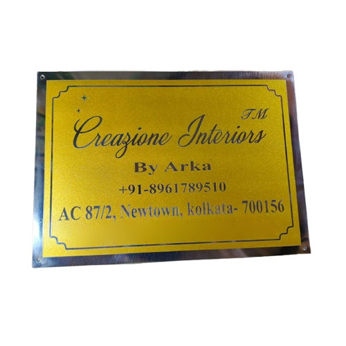 Stainless Steel Yellow Rectangular Name Plate