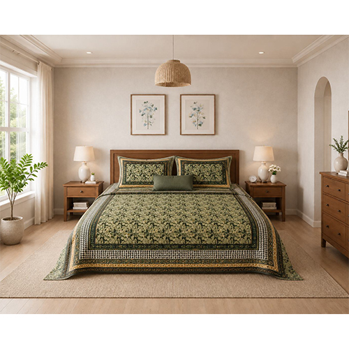 108 x 108inch Leaf Printed King Size Bedsheet