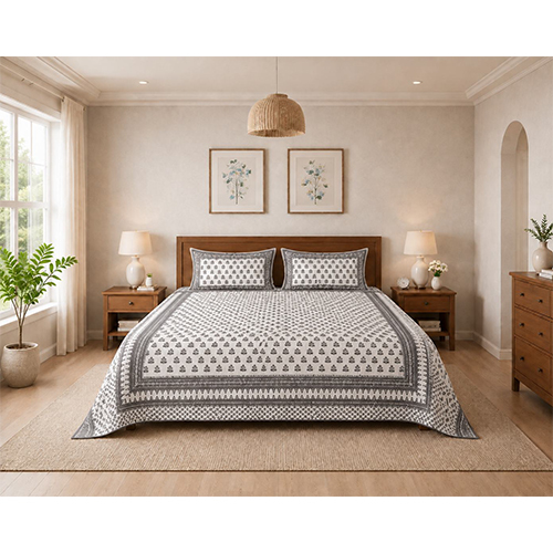Hand Block Printed Cotton King Size Bedsheet Set