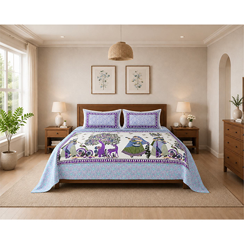108 x 108inch Jaipuri Printed King Size Bedsheet
