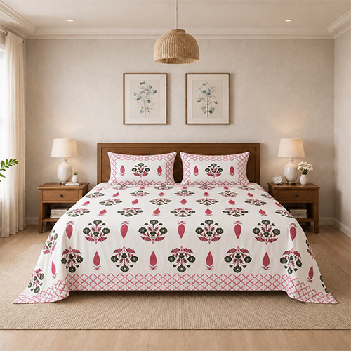 Queen Size Bedsheet for Double Bed with 2 Pillow