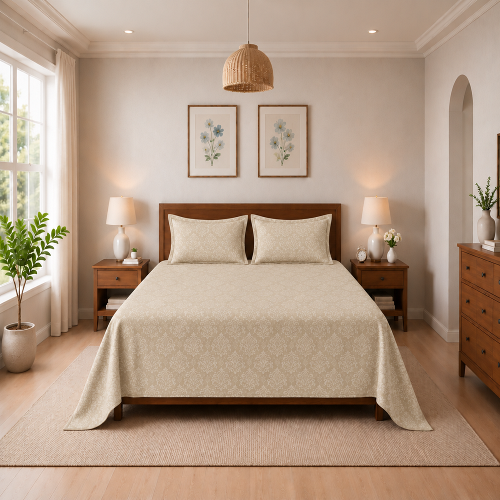 Meravi | Ananta | King Size Bedsheet With 2 Pillow Covers | 108 Inch X 108 Inch - Color: Multicolor