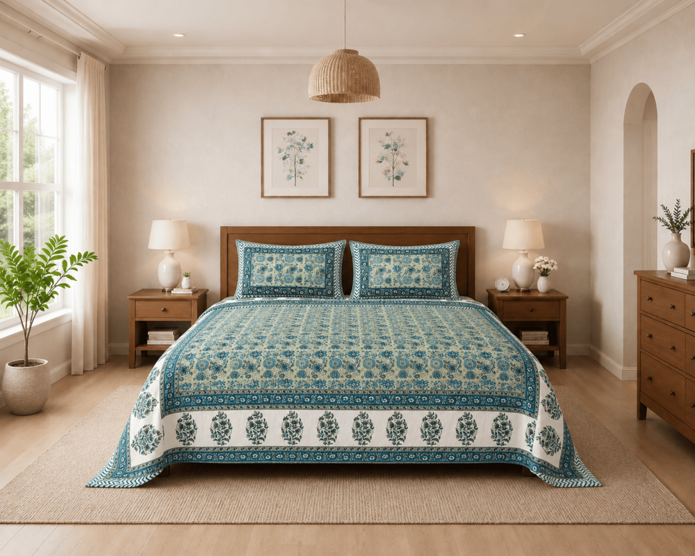 Premium King Size Bedsheet With 2 Pillow Covers - Color: Multicolor