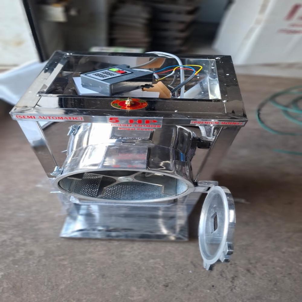 5hp Semi Automatic Ss Pulverizer - Polished Stainless Steel, 650x350x850 Mm, Copper Winding Motor, 40-50 Kg/hr Capacity, Portable With Overload Protection