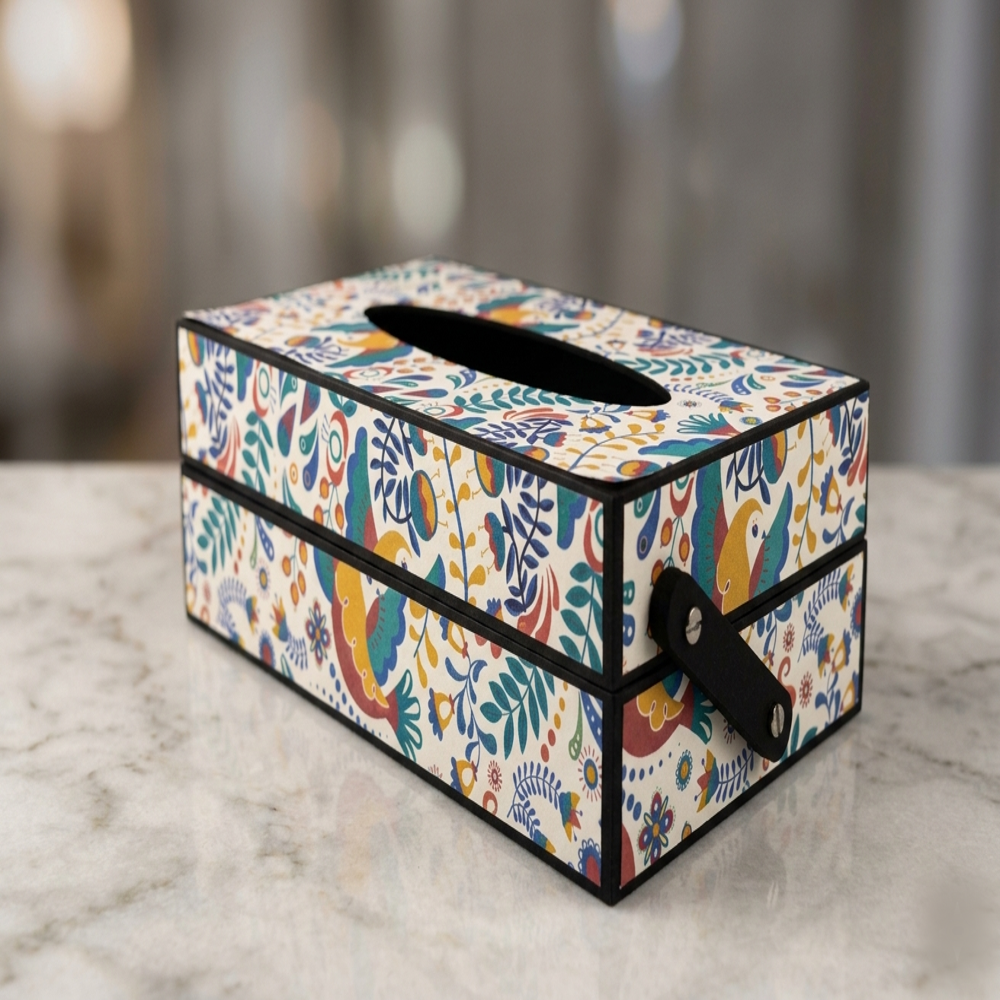 Wooden tissue box