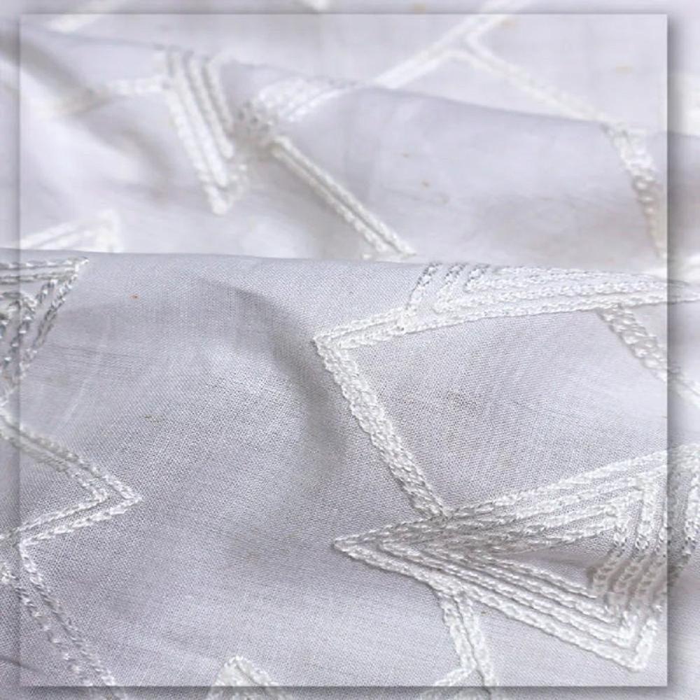 White Cambric Cotton Veil Lace Embroidery Fabric