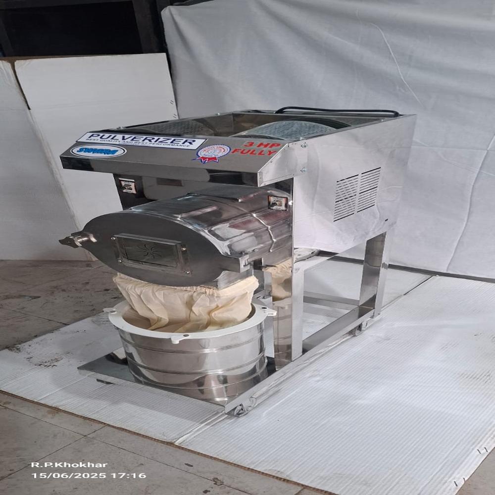3hp Fully Automatic Ss Pulverizer - Stainless Steel, 650x450x1200 Mm, 3 Hp, 4 Blades, Castor Wheels, Overload Protection