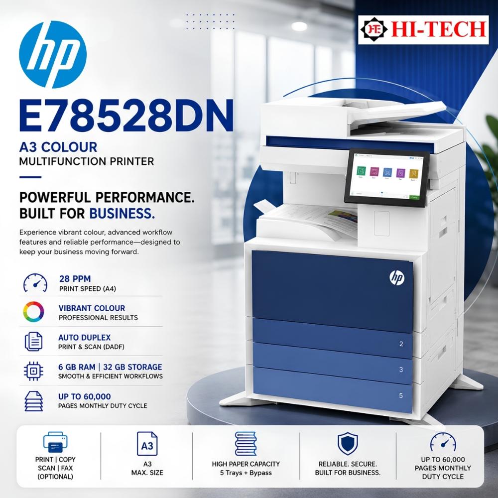 HP E78528DN Colour Copier, Printer, Scanner 28 PPM