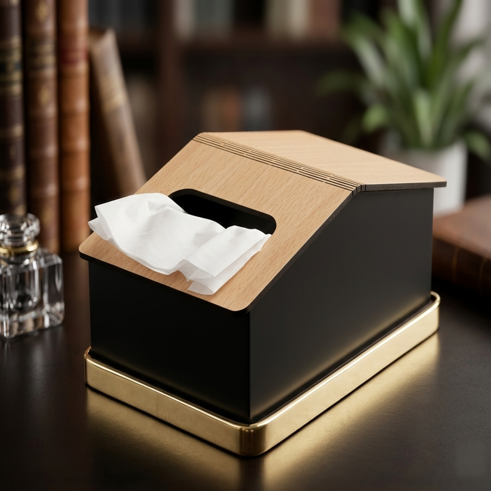 Home shape wooden  tissue holder