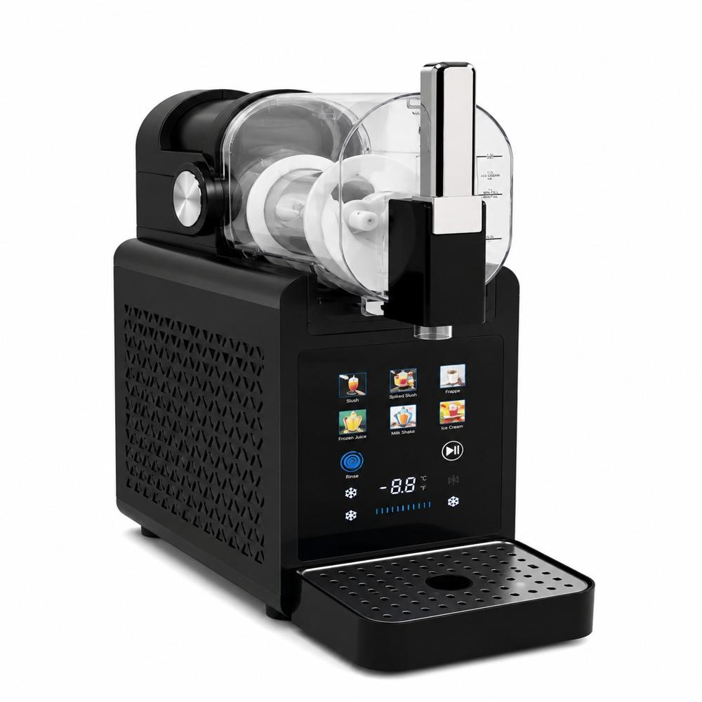 Slush Machine - Food-grade Polycarbonate & Stainless Steel, 42x28x55 Cm, Black With Transparent Bowl | Digital Control Display, Integrated Compressor Cooling, Easy-detach Parts, Manual Lever Dispenser