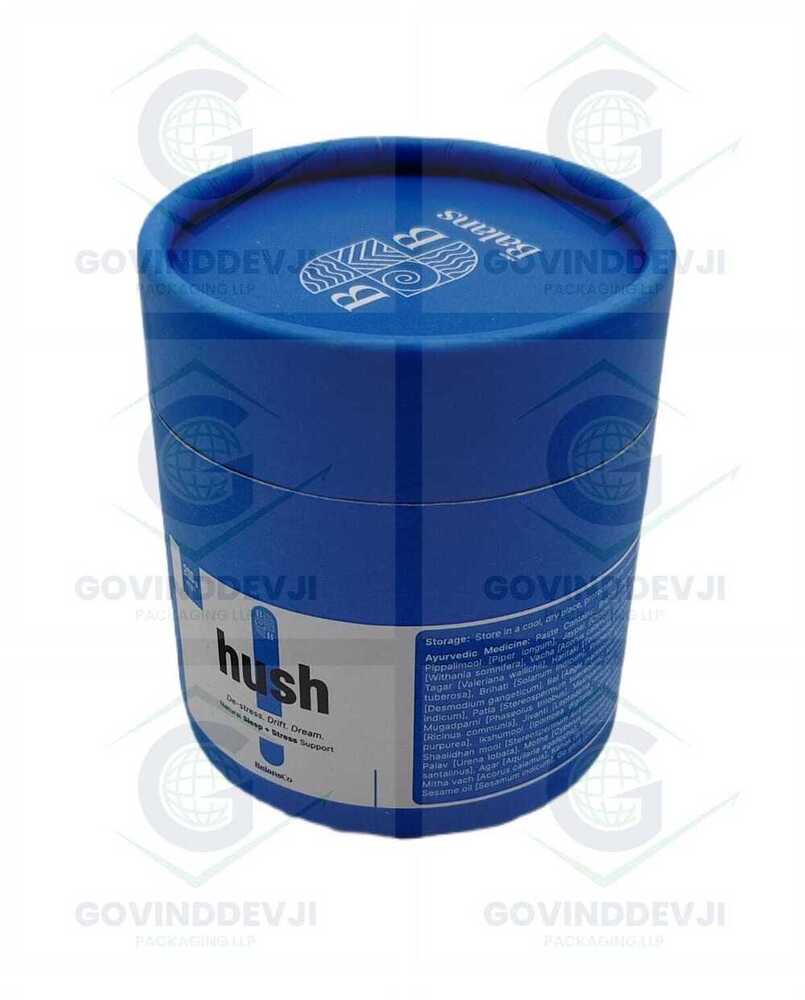 Blue Cylindrical Paper Container