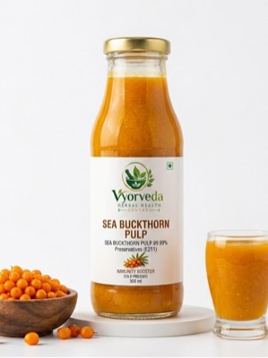 Herbal sea buckthorn juice glass bottle