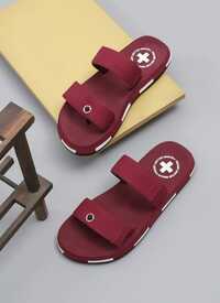 Mens Maroon Double-Strap Orthopedic Comfort Sandals
