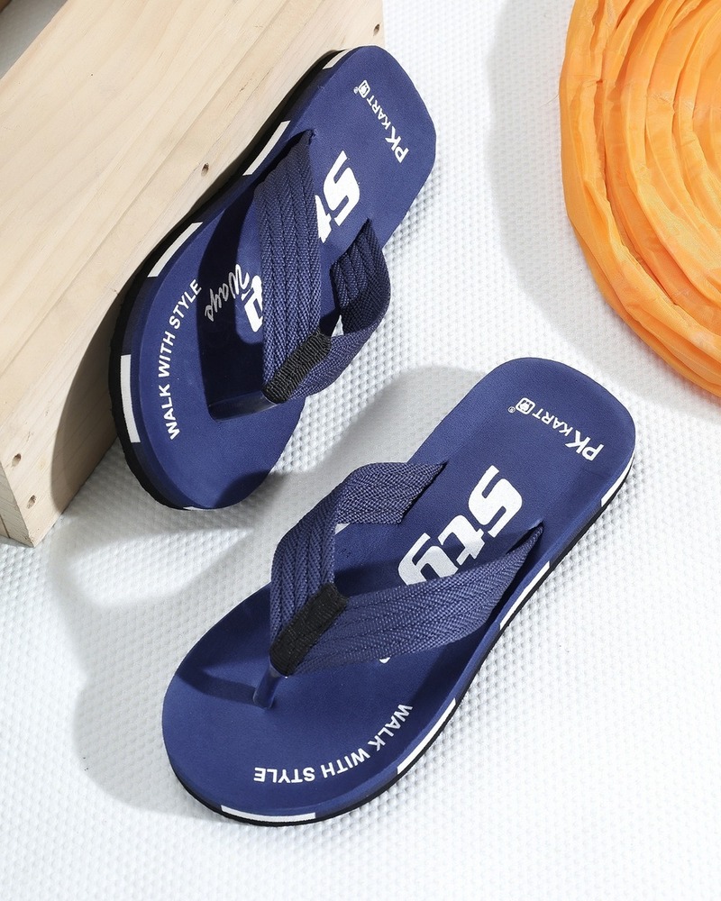 Mens Navy Blue Everyday Comfort Flip-Flop Slippers
