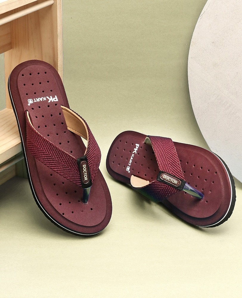 Mens Maroon Lightweight EVA Thong Flip-Flops