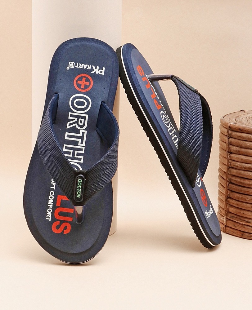 Mens Navy Blue Orthopedic Arch Support Flip-Flops