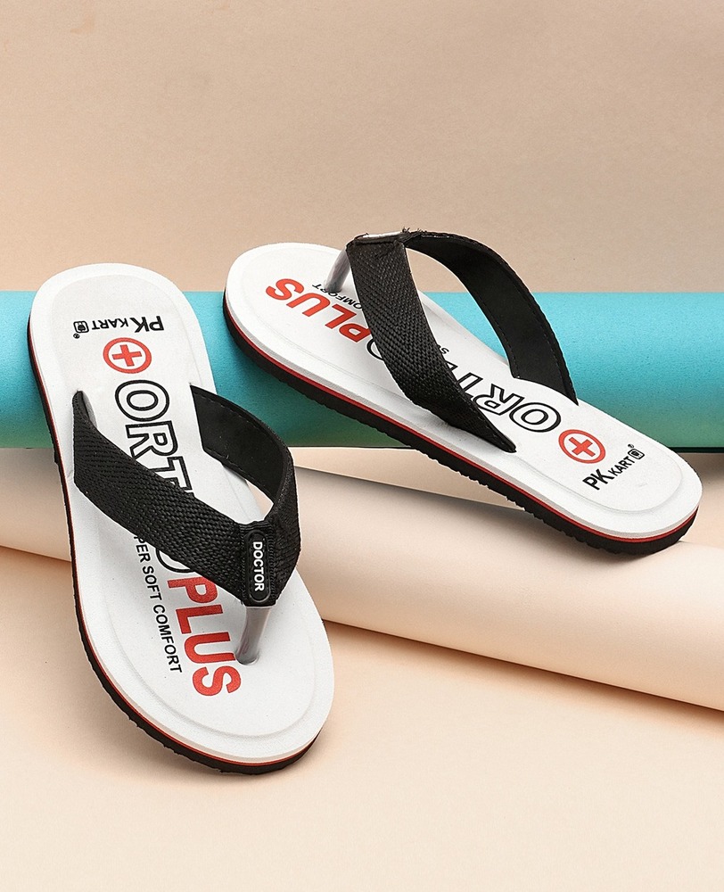 Mens White Black Classic EVA Thong Flip-Flops