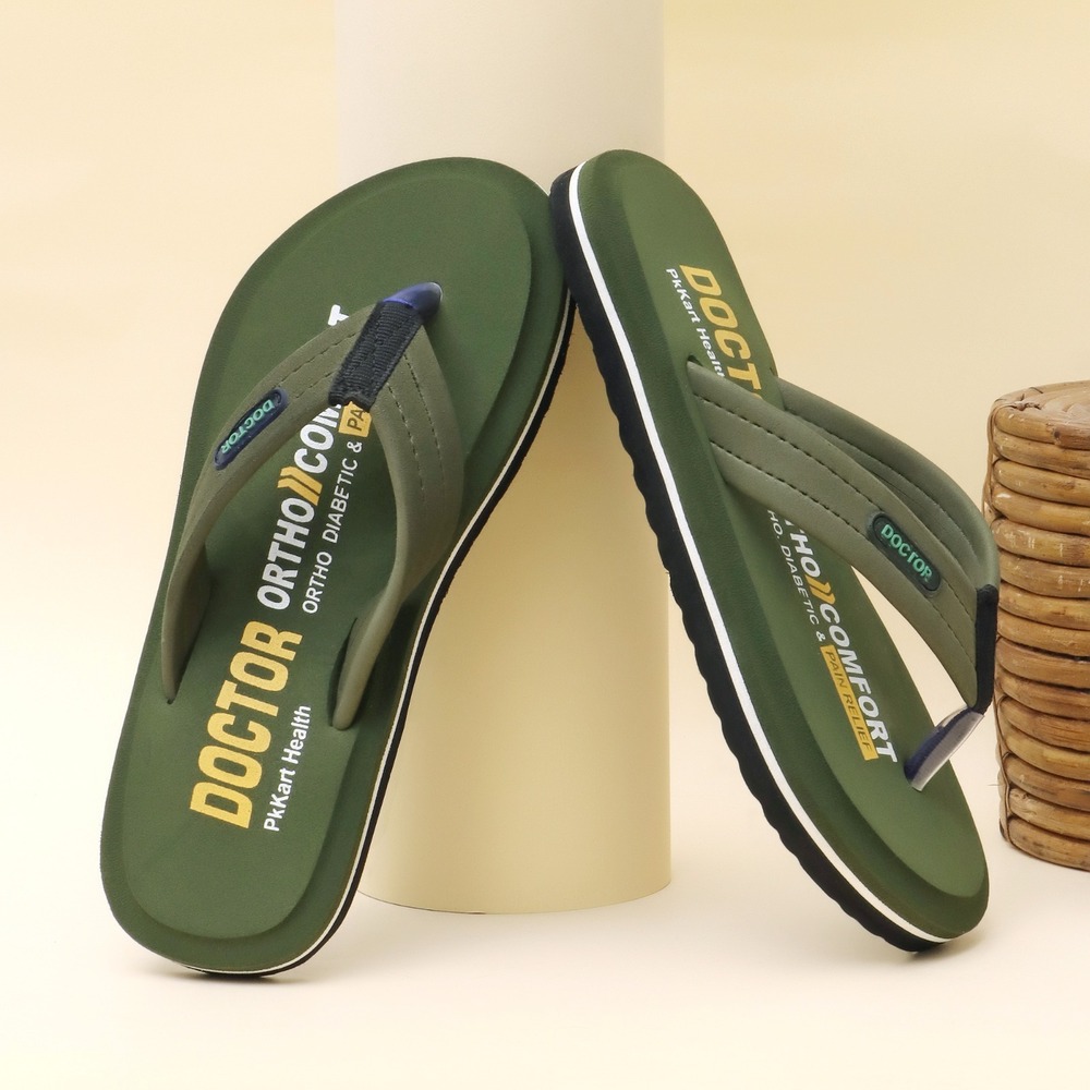 Olive Green Orthopedic Comfort Flip-Flops