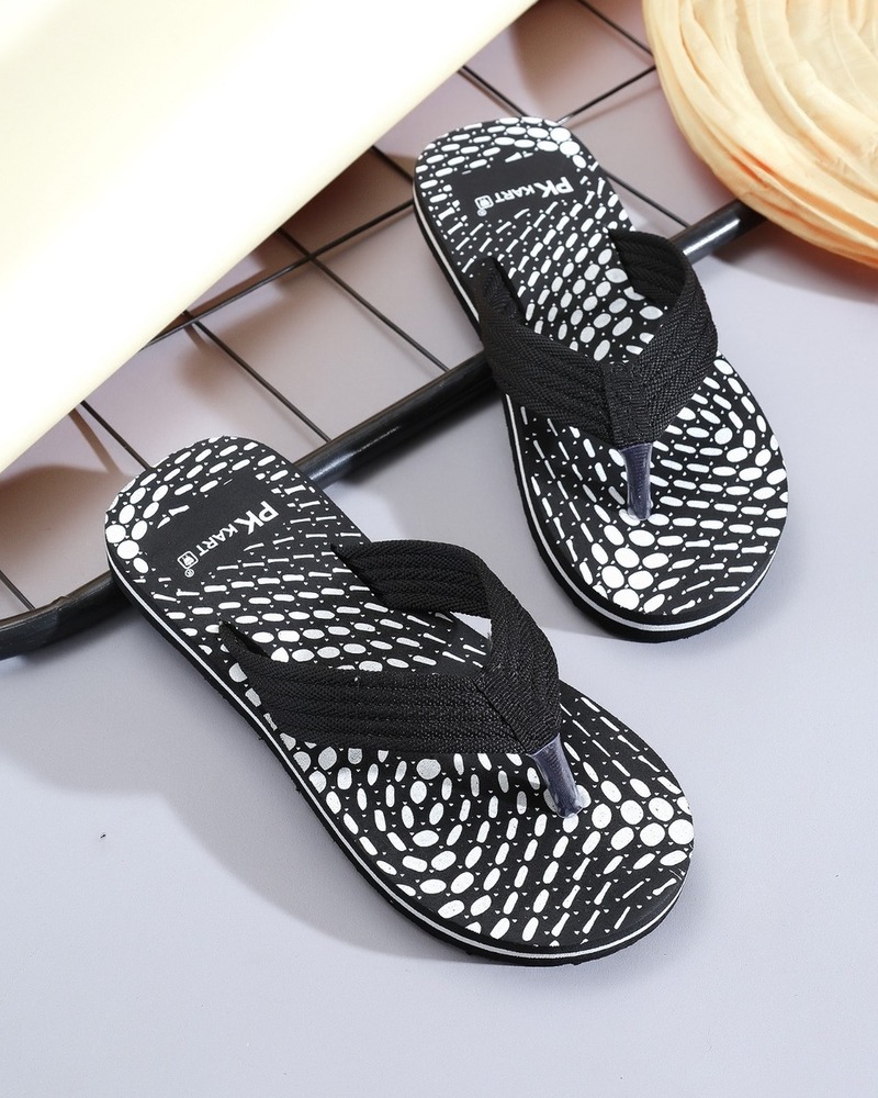 Black & White Printed Thong Flip-Flops