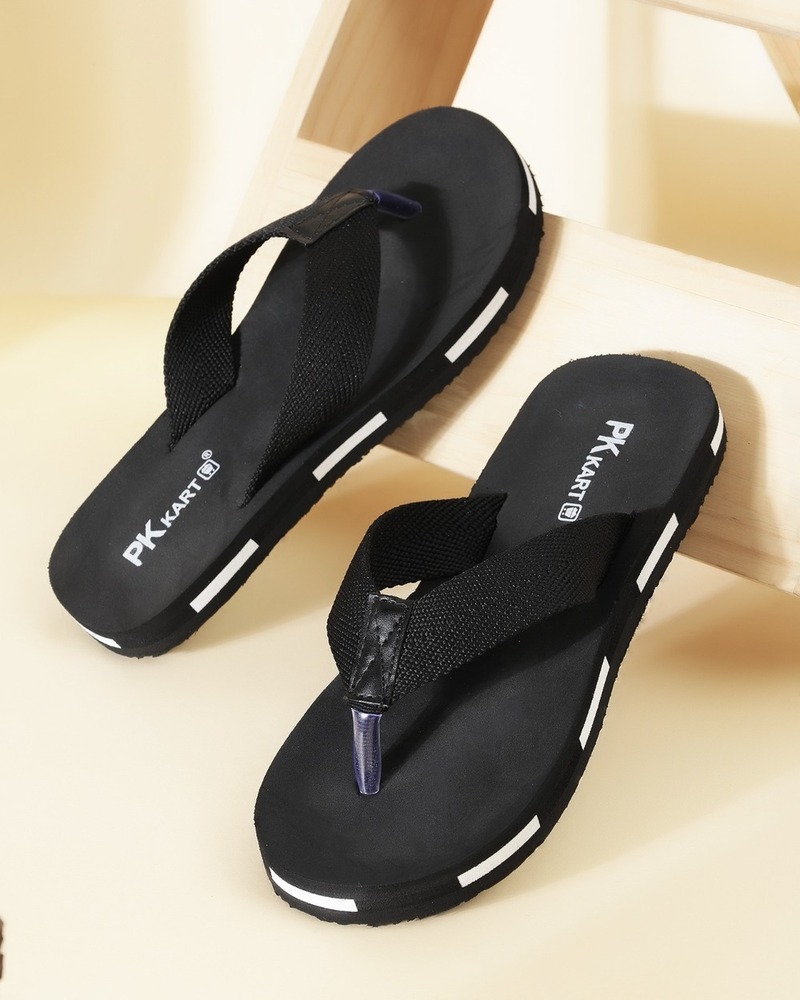 Black Thick Fabric Strap Cushion Flip-Flops