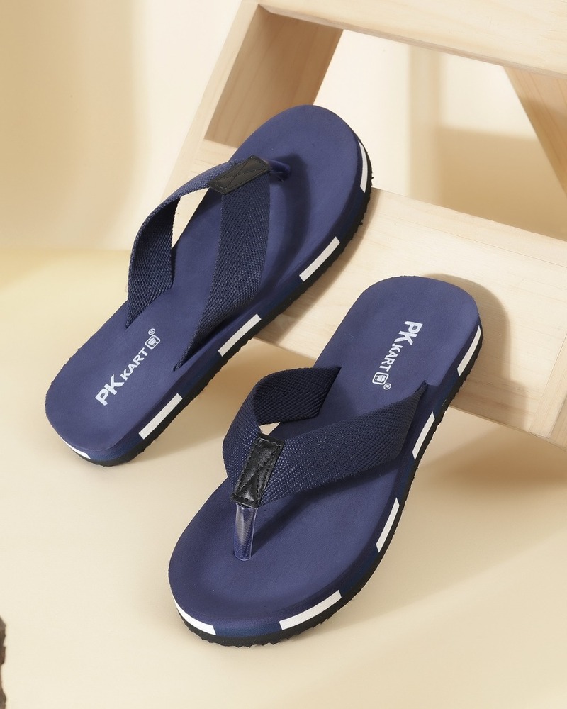 Navy Blue Classic Comfort Fabric Strap Flip-Flops