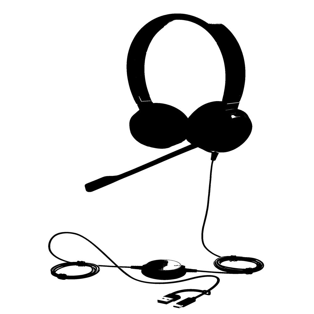 Jabra Evolve 30 II Stereo UC Wired Headset, USB C/A Adapter