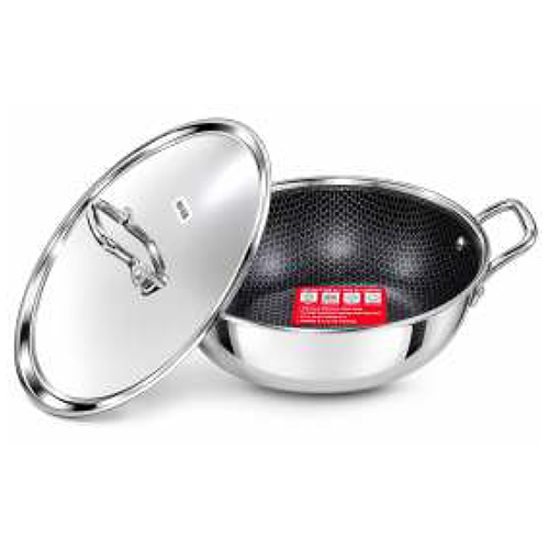 Honeycomb Triply Kadhai with SS Lid Induction Compatible (220 mm - 280 mm)