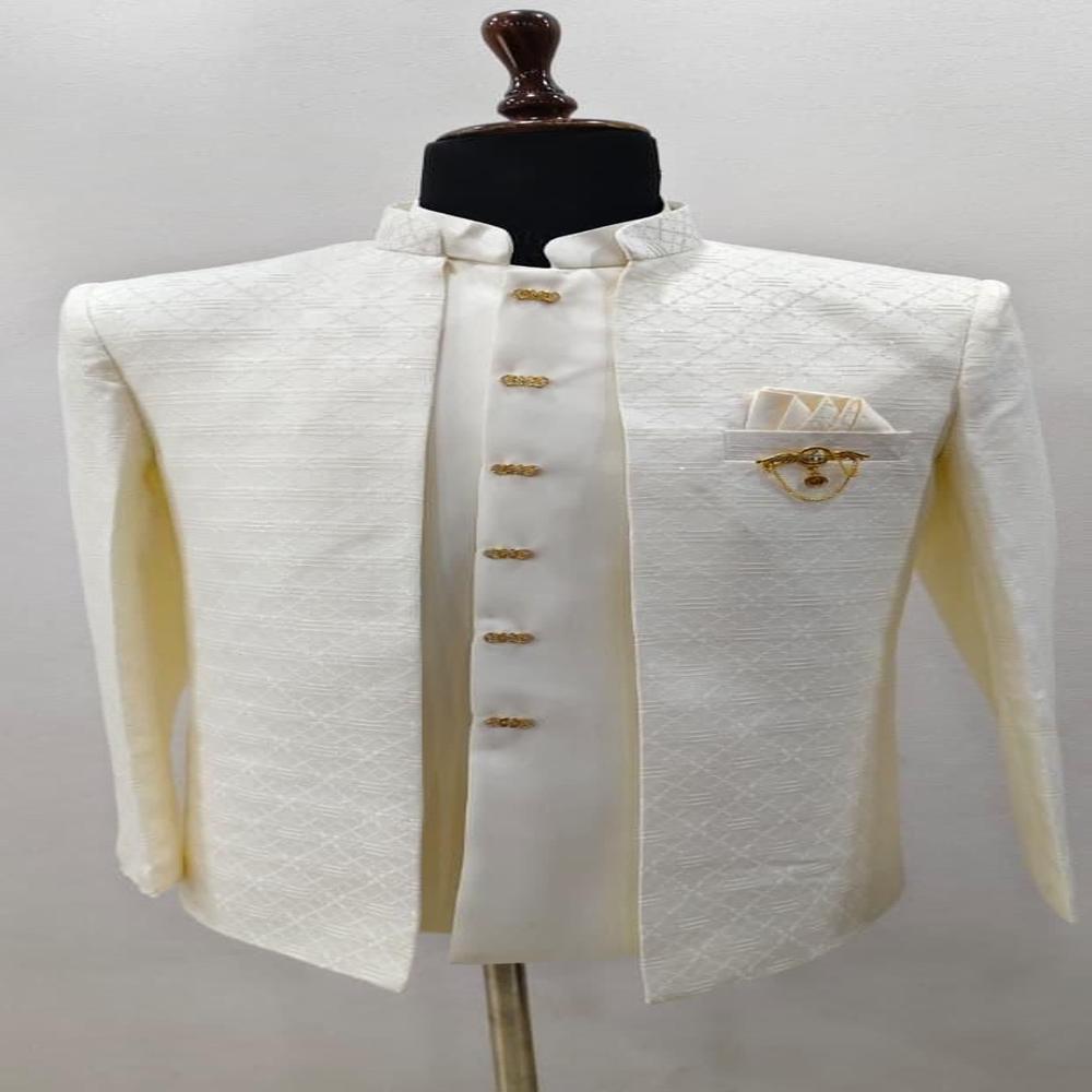 Mens Jacquard Bandhgala Shrug with Woven Design